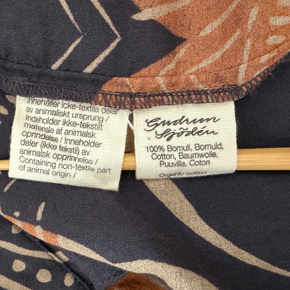 Gudrun Sjoden Womens Organic Cotton Floral Duster Cardigan Navy Rust Medium - Picture 9 of 14